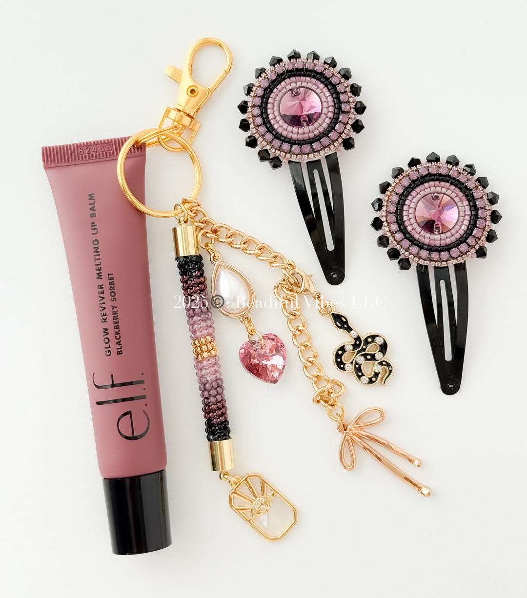 Blackberry Sorbet Hair Clip & Lip Keychain