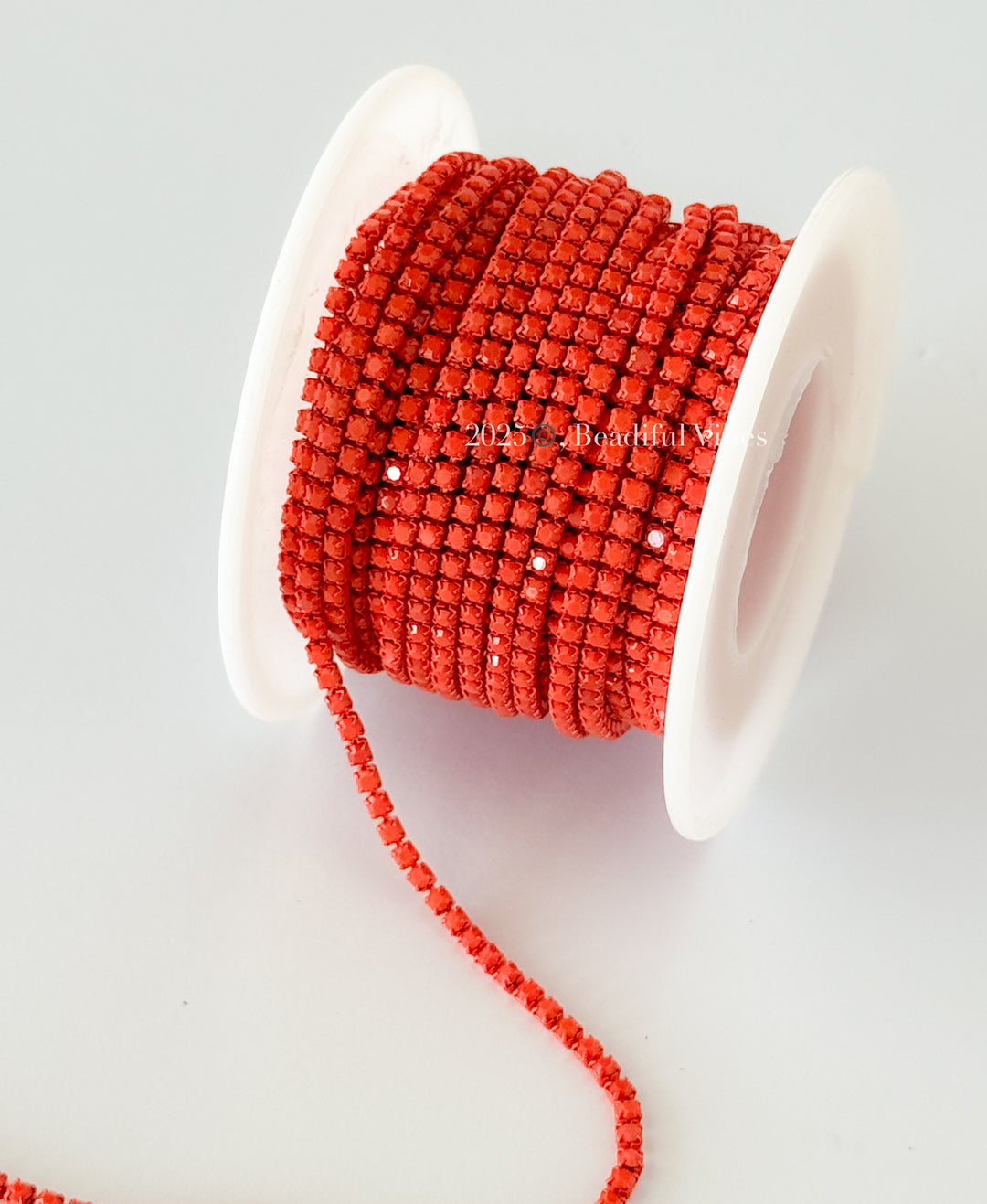 Coral Opaque Rhinestone Chain