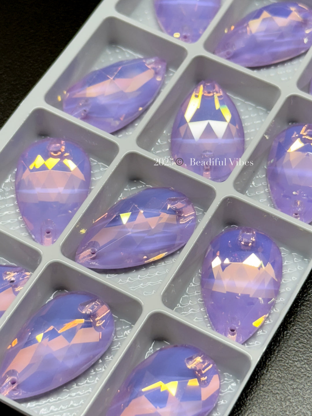Lavender Mocha k9 Glass Crystals Pear Shape