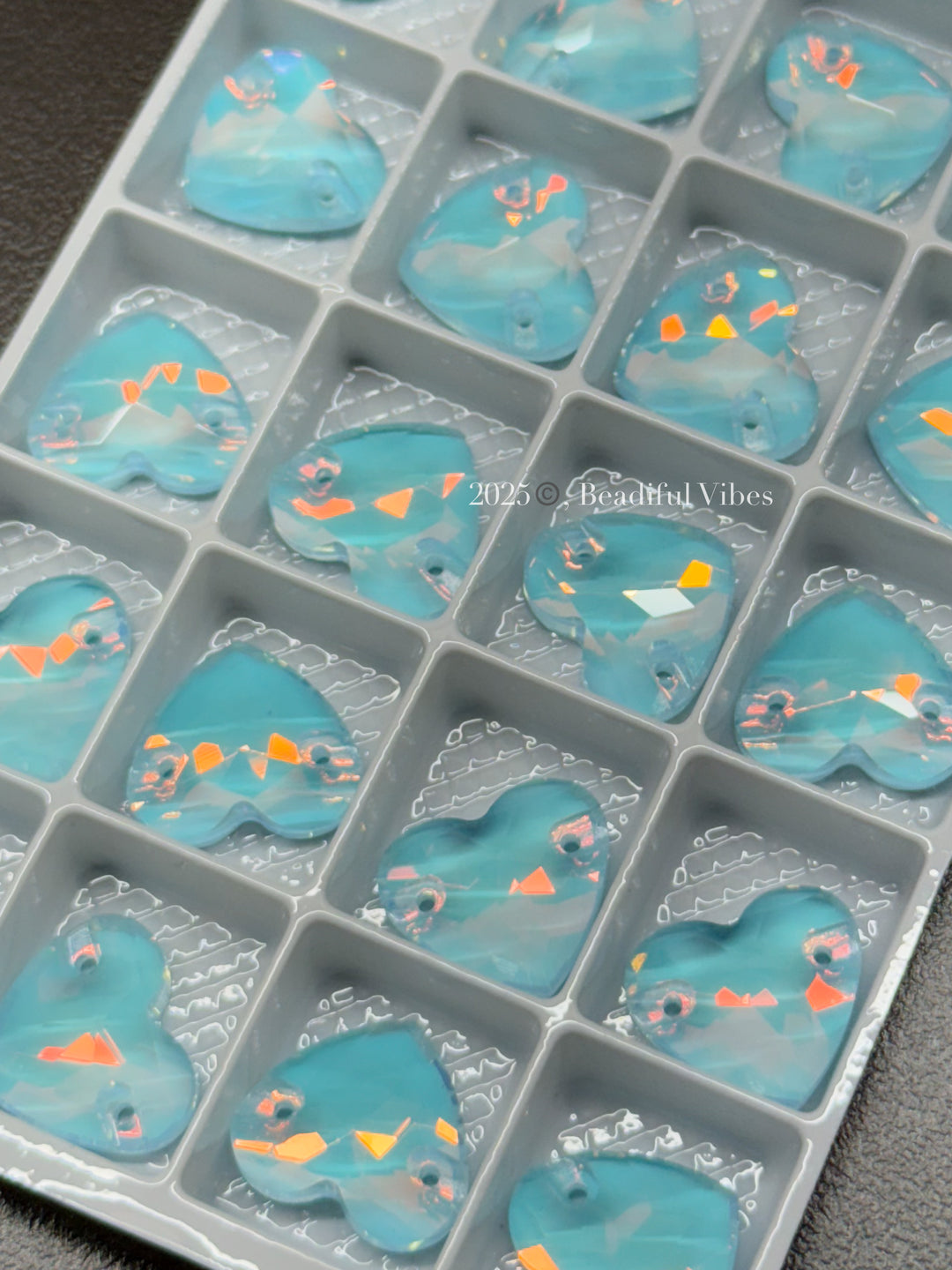 Sky Blue Mocha k9 Glass Crystal Hearts