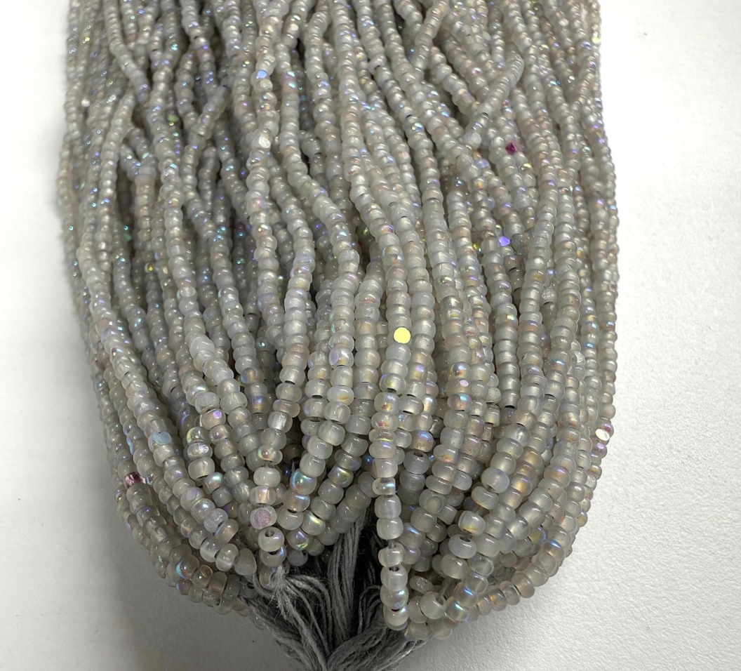Patina White Opal Silver Lined AB SHEEN Cut Beads