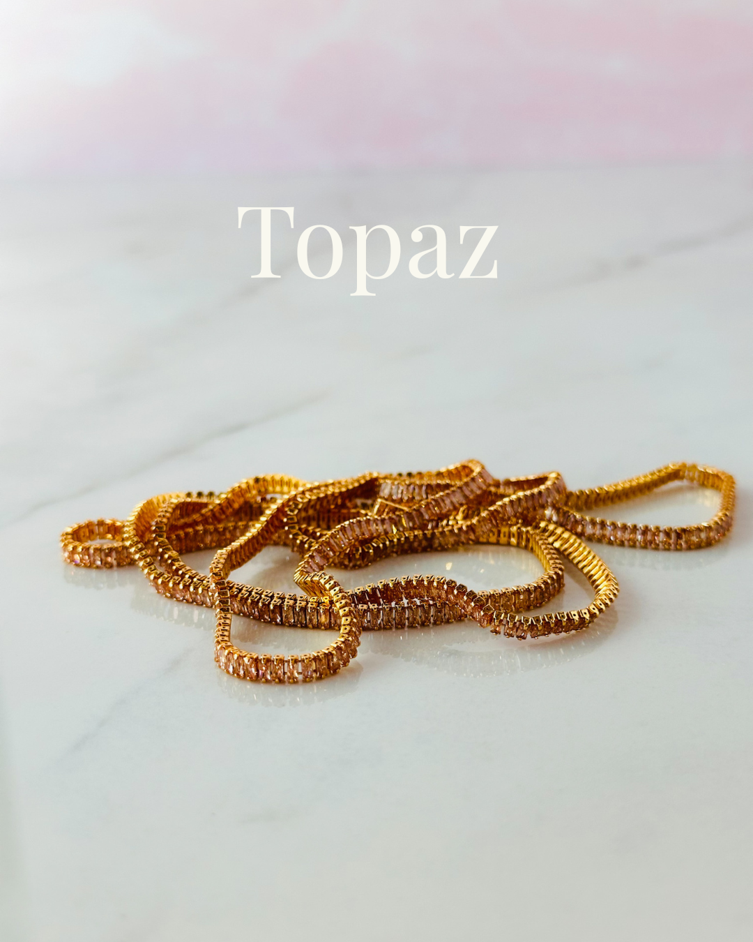 (PRE-ORDER)--24k Gold CZ Baguette Chain