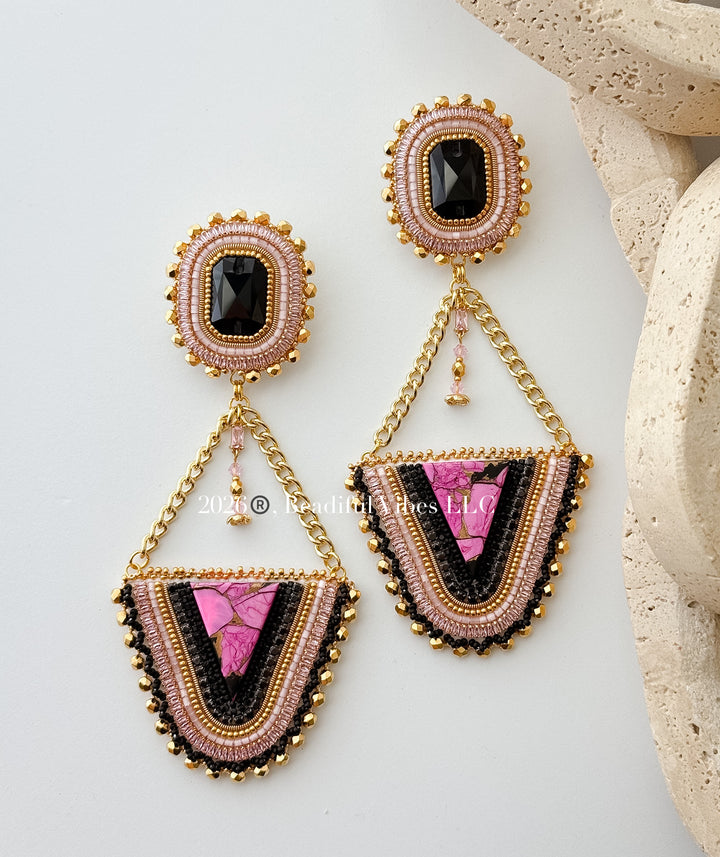 Pink Dahlia Composite Earrings
