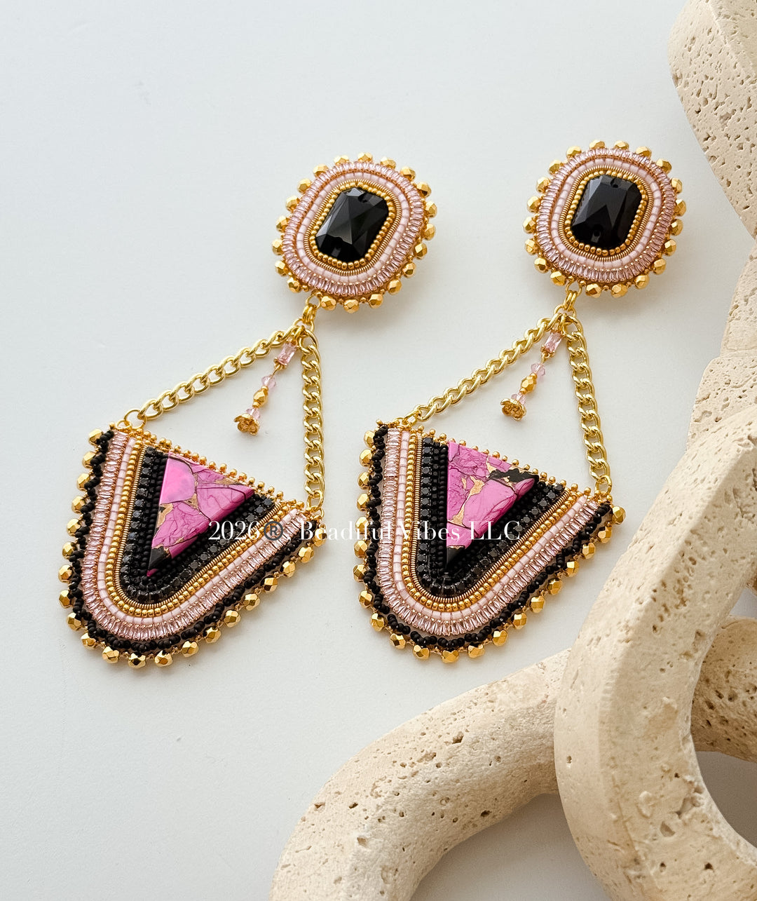Pink Dahlia Composite Earrings