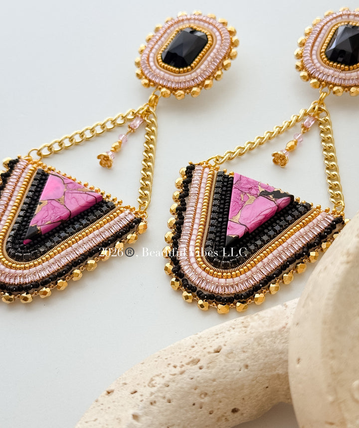 Pink Dahlia Composite Earrings