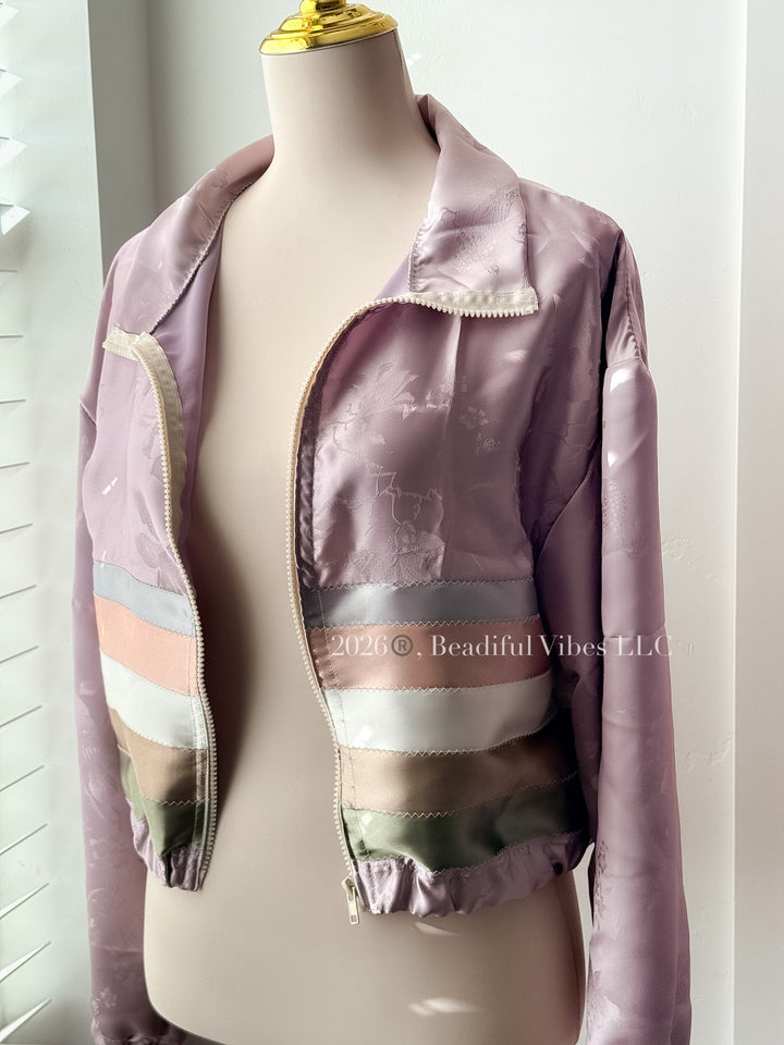 Lavender Ribbon Bomber Jacket