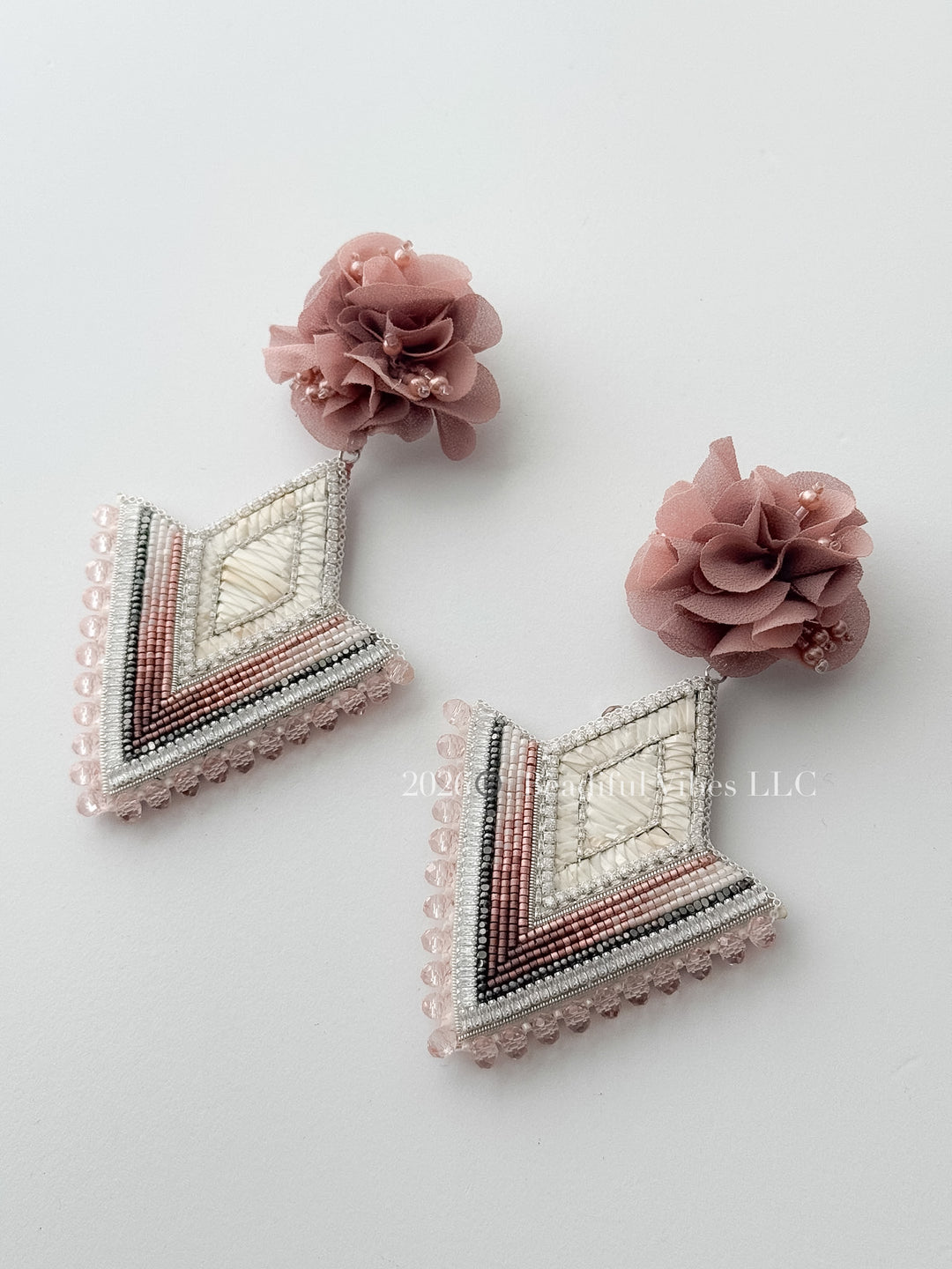 Mauve Diamond Quill Earrings