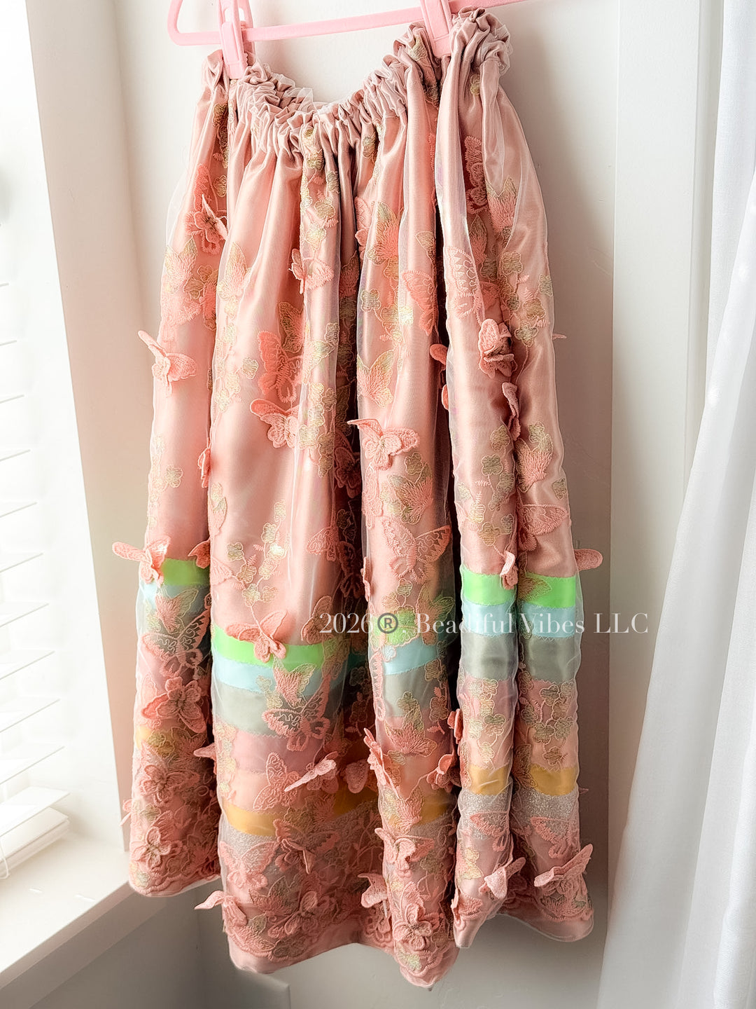 Peach Butterfly Ribbon Skirt