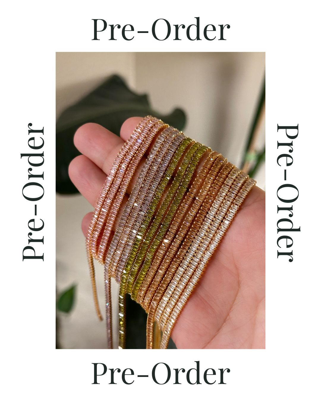 (PRE-ORDER)--24k Gold CZ Baguette Chain