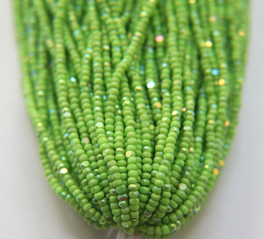 Charlotte cut seed beads green ab