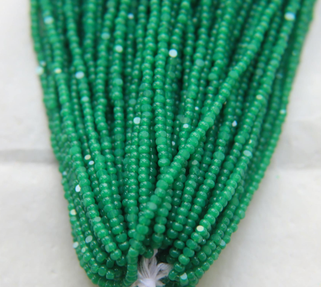 opal green Charlotte cut beads