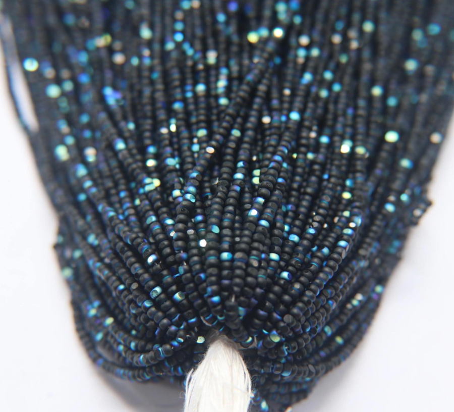sheen Charlotte cut matte black ab beads